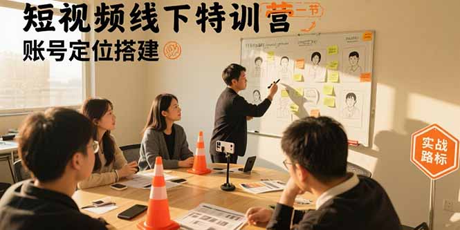 短视频线下特训营：账号定位搭建/口播号拍摄剪辑/直播间流量入口/变现实战-木白网创