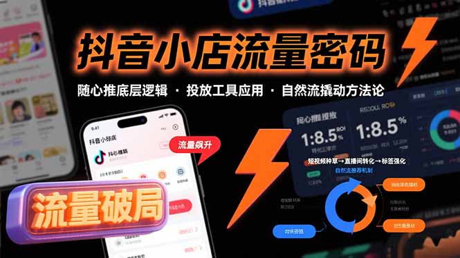 抖音小店流量密码，随心推底层逻辑，投放工具应用，自然流撬动核心方法论-木白网创