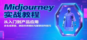 Midjourney实战教程：从入门到产品应用，含生成思路、换脸材质模拟与服装创作技巧-木白网创