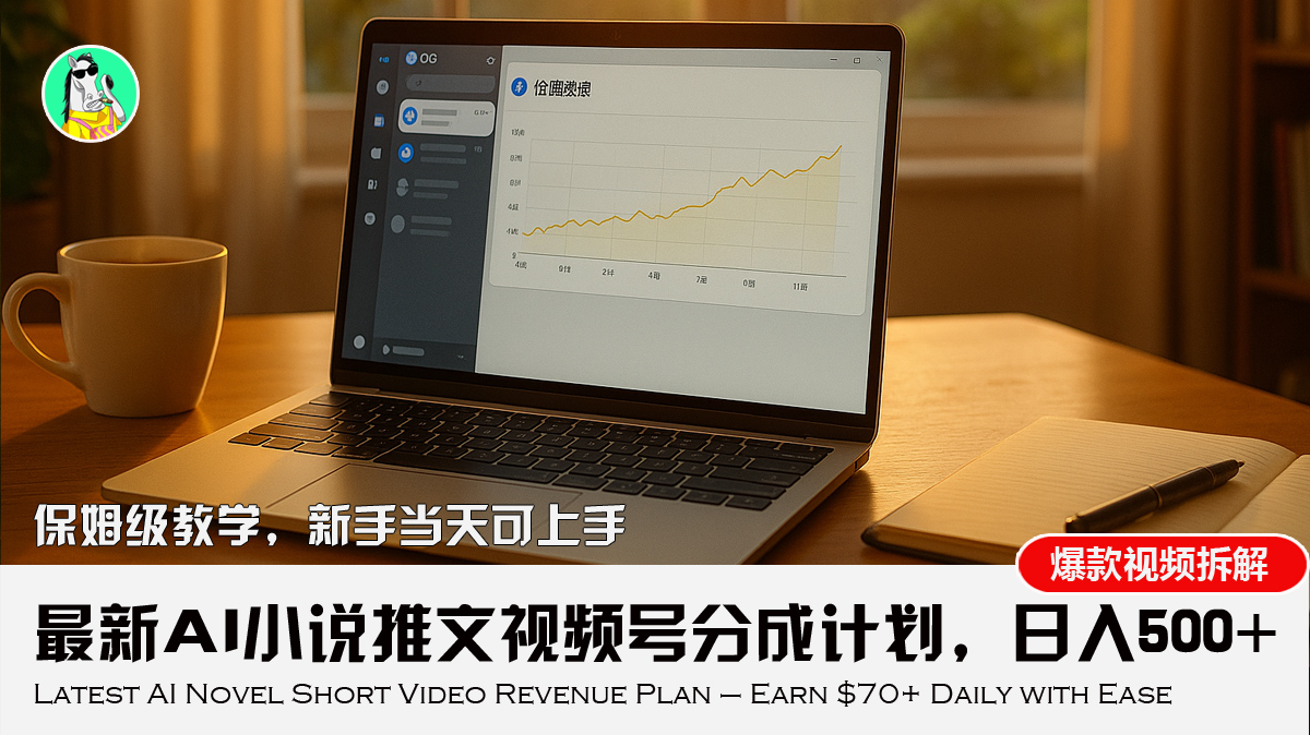 最新AI小说推文视频号分成计划，新手小白也能当天日入500+教程-木白网创