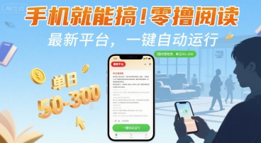 手机就能搞！零撸阅读挂G，最新平台，一键自动运行，随时随地挣，单日50-3张+【揭秘】-木白网创