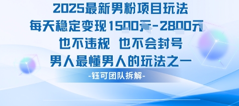2025最新男粉项目玩法每天变现1k+也不违规也不会封号男人最懂男人的玩法-木白网创