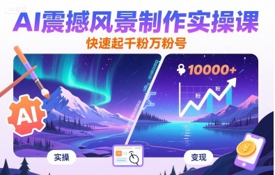 AI震撼风景制作实操课，快速起千粉万粉号-木白网创