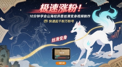 极速涨粉！10分钟学会山海经异兽丝滑变身视频制作，快速起千粉万粉号-木白网创