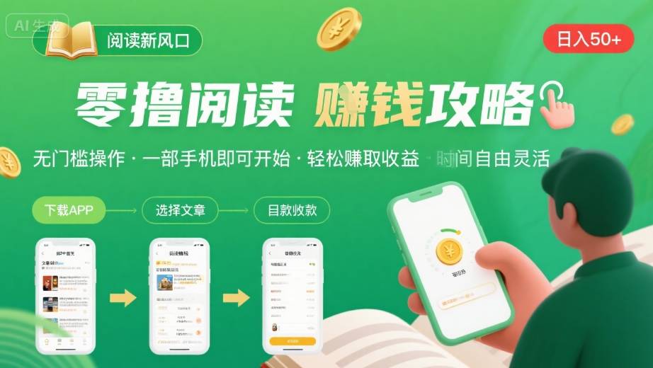 零撸阅读新风口，无门槛轻松挣，一部手机，日入 50-3张【揭秘】-木白网创