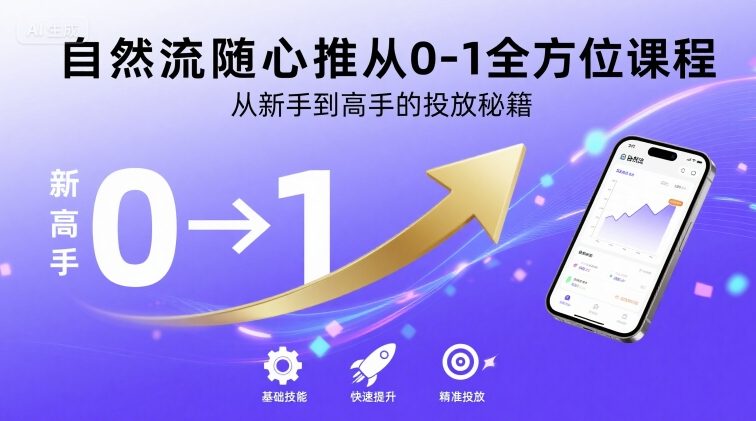 自然流随心推从0-1全方位课程，从新手到高手的投放秘籍-木白网创