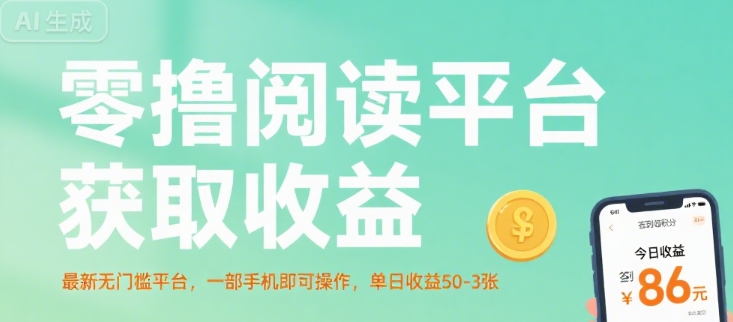 零撸阅读平台获取收益，最新无门槛平台，一部手机即可操作，单日收益50-3张【揭秘】-木白网创