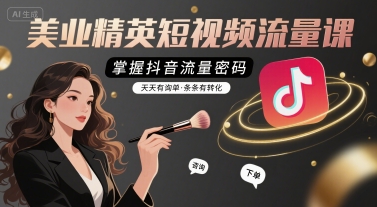 美业精英短视频流量课，掌握抖音流量密码，天天有询单，条条有转化-木白网创