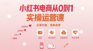 小红书电商从0到1实操运营课，从零开始，简单易学-木白网创