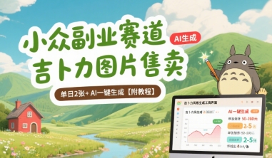 小众副业赛道 吉卜力图片售卖 单日2张+ AI一键生成【附教程】-木白网创