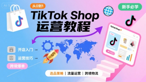 TikTok Shop从0到1运营教程，TikTok跨境电商新手必学课程-木白网创