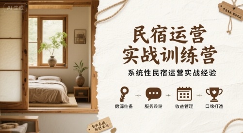 民宿运营实战训练营，系统性民宿运营实战经验-木白网创