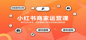 小红书商家运营课，账号定位起号、内容爆款打造与短视频拍摄剪辑-木白网创