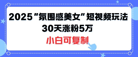 不露脸也能火！2025“氛围感美女”短视频玩法，30天涨粉5W小白可复制-木白网创