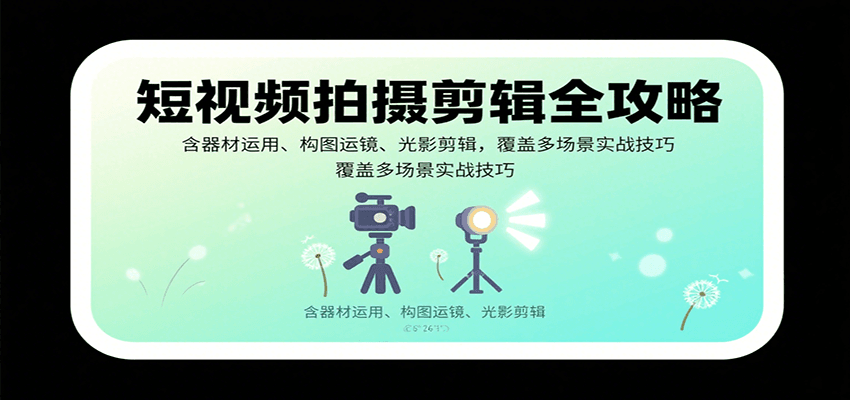 图片[1]-短视频拍摄剪辑全攻略：含器材运用、构图运镜、光影剪辑，覆盖多场景实战技巧-木白网创