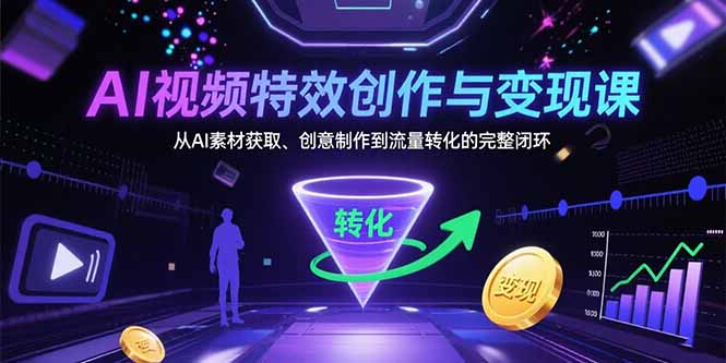 AI视频特效创作与变现课：从AI素材获取、创意制作到流量转化的完整闭环-木白网创