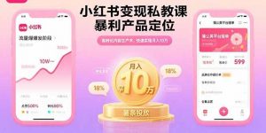 小红书变现私教课，暴利产品定位，高转化内容生产术，快速实现月入10万-木白网创