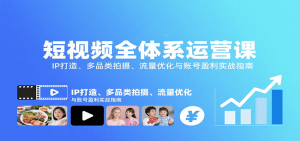 短视频全体系运营课：IP打造、多品类拍摄、流量优化与账号盈利实战指南-木白网创