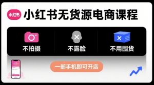 小红书无货源电商课程，不拍摄不露脸不用囤货，一部手机即可开店-木白网创