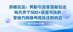 邪修玩法：男粉引流变现新玩法每天弄个5张还是可以的变现方向参考我以往的内容-木白网创