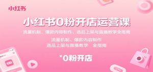 小红书0粉开店运营课：流量机制、爆款内容制作、选品上架与直播教学全指南-木白网创