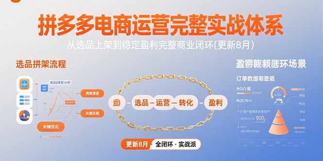 拼多多电商运营完整实战体系，从选品上架到稳定盈利完整商业闭环(更新8月-木白网创