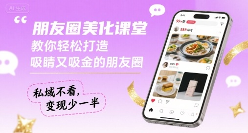 朋友圈美化课堂，教你轻松打造，吸睛又吸金的朋友圈，私域不看，变现少一半-木白网创