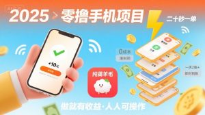 2025年零撸手机项目，二十秒一单，纯薅羊毛 一天2张+做就有-木白网创