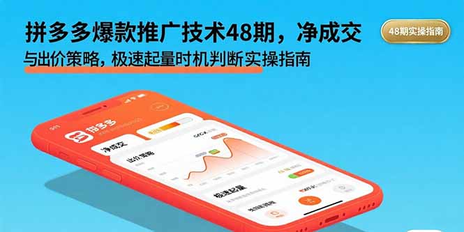 拼多多爆款推广技术48期，净成交与出价策略，极速起量时机判断实操指南-木白网创