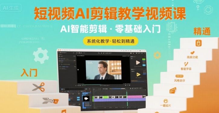 短视频AI剪辑教学视频课，入门到精通-木白网创