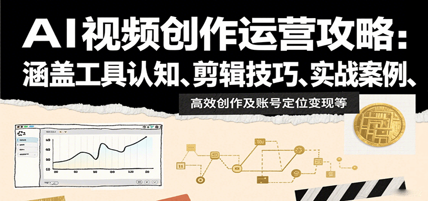 AI视频创作运营攻略：涵盖工具认知、剪辑技巧、实战案例、高效创作及账号定位变现等-木白网创