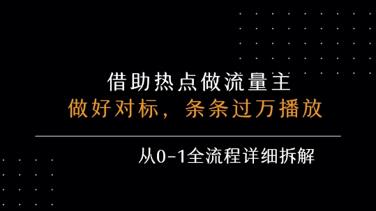 借力热点，乘顺风车玩流量主，条条过万播放， 每月收益5k+，从0-1全流程详细拆解-木白网创