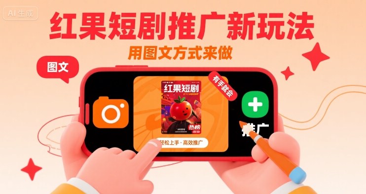 红果短剧推广新玩法，用图文方式来做，有手就会-木白网创