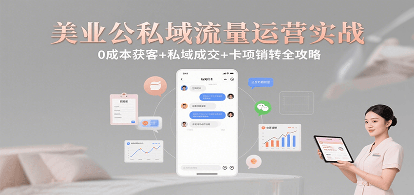 美业公私域流量运营实战：0成本获客+私域成交+卡项销转全攻略-木白网创