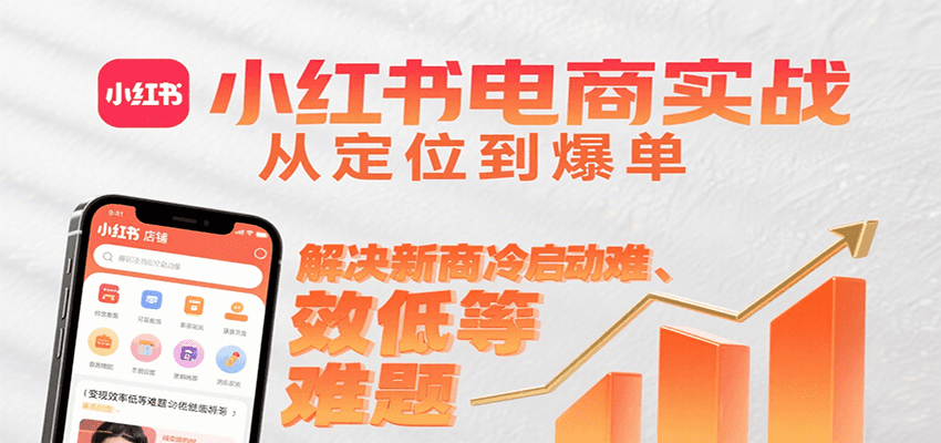 小红书电商实战，从定位到爆单解决新商冷启动难、变现效率低等难题-木白网创