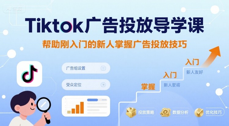 Tiktok广告投放导学课，帮助刚入门的新人掌握广告投放技巧-木白网创