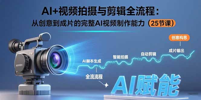 AI+视频拍摄与剪辑全流程：从创意到成片的完整AI视频制作能力(25节课-木白网创