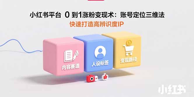 小红书平台0到1涨粉变现术：账号定位三维法，快速打造高辨识度IP-木白网创
