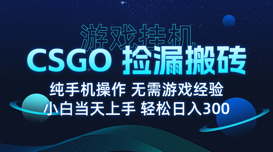 8月最新游戏搬砖，CSGO纯挂机，不需要玩游戏，实现真挂机，月入1W+-木白网创