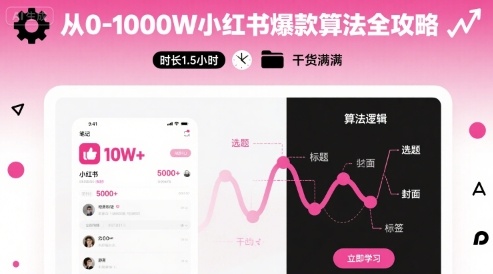从0-1000W小红书爆款算法全攻略，时长1.5小时，干货满满-木白网创