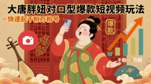 大唐胖妞对口型爆款短视频玩法，快速起千粉万粉号-木白网创