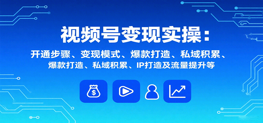 视频号变现实操，含开通步骤、变现模式、爆款打造、私域积累、IP打造及流量提升等-木白网创