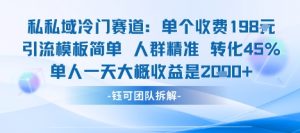 私域冷门赛道单个收费198米引流模板简单人群精准 45%的转化率单人一天大概收益多张-木白网创