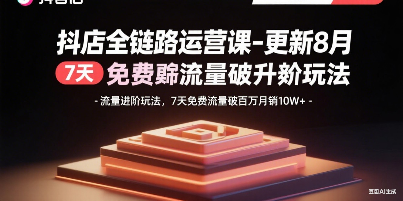 抖店全链路运营课-更新8月：流量进阶玩法，7天免费流量破百万月销10W+-木白网创