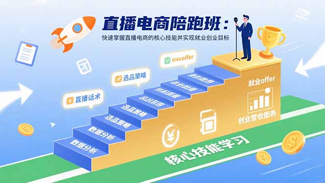 直播电商陪跑班:快速掌握直播电商的核心技能并实现就业/创业目标-木白网创