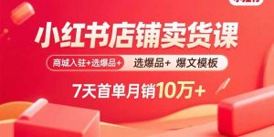 小红书店铺卖货课：商城入驻+选爆品+爆文模板，7天首单月销10万+-木白网创