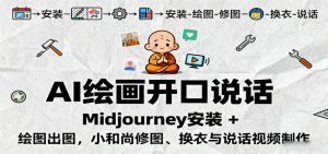 AI绘画开口说话，Midjourney安装 + 绘图出图，小和尚修图、换衣与说话视频制作-木白网创
