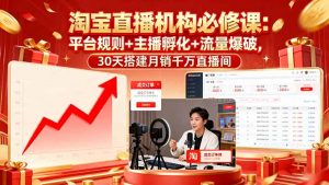 淘宝直播机构必修课：平台规则/主播孵化/流量爆破,30天搭建月销千万直播间-木白网创