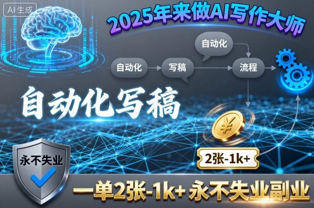 2025年来做AI写作大师，自动化写稿，一单2张-1k+，永不失业副业-木白网创