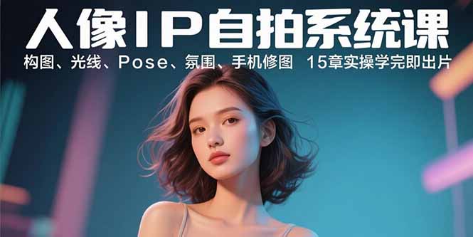 人像IP自拍系统课:构图、光线、Pose、氛围、手机修图 15章实操学完即出片-木白网创